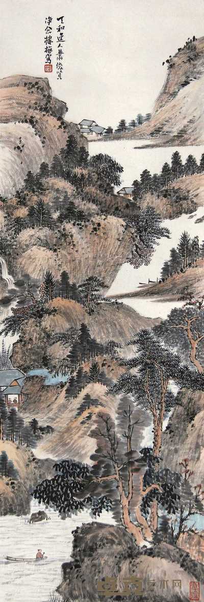 萧俊贤 山水 立轴 96×34cm